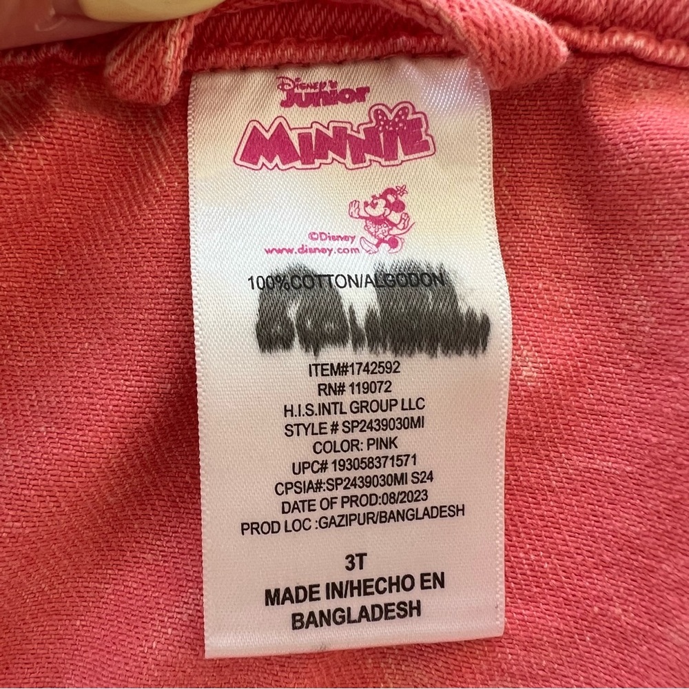 Disney Minnie Mouse Pink Jean Jacket‎ with Bow Design 3T - Picture 6 of 7